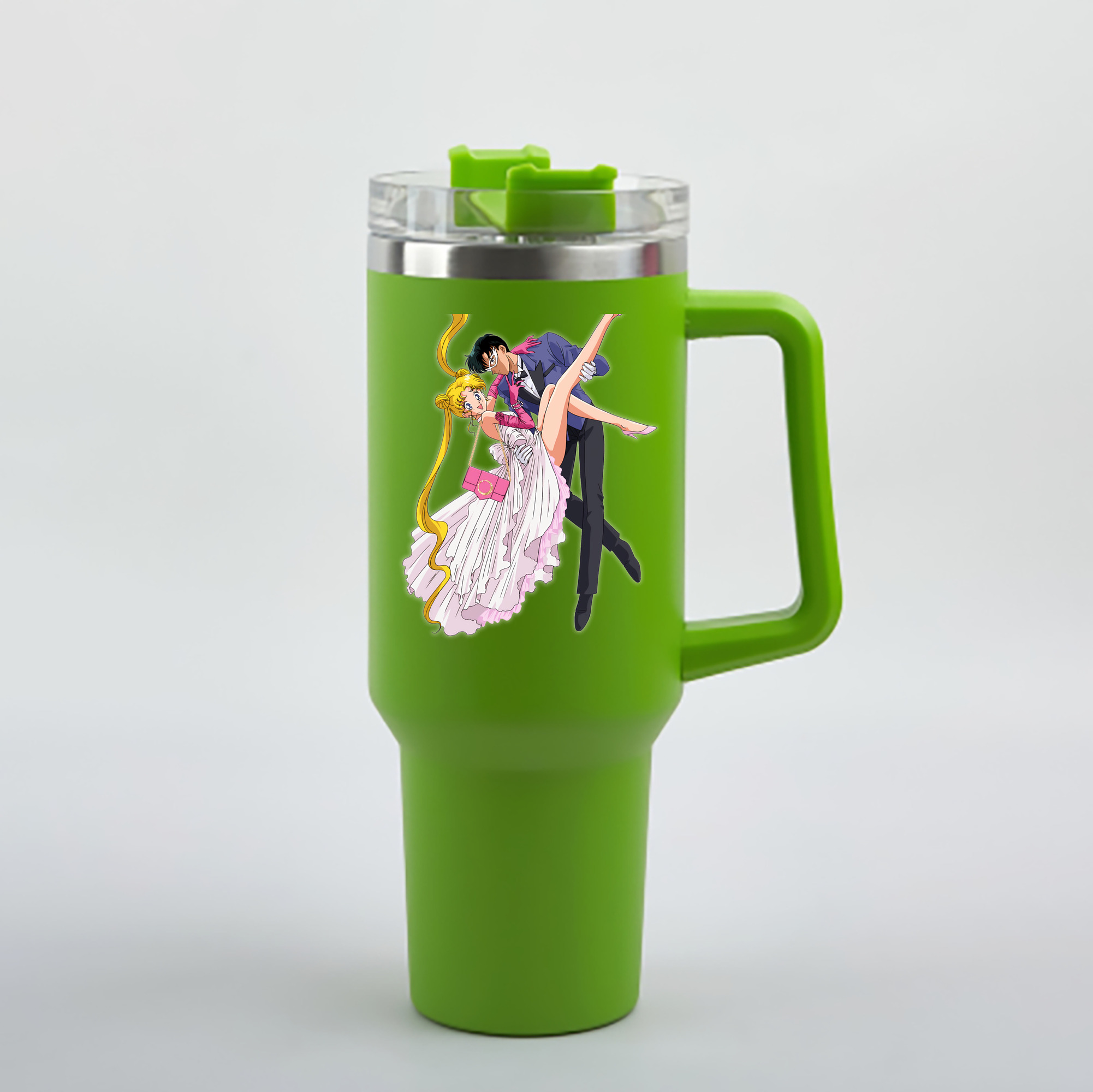 （画像用） 美少女戦士セーラームーン 愛野 美奈子 あいの みなこ Sailor Moon Aino Minako 1200mL車用タンブラー - クリスタルステッカー（プラスチックストロー付き）